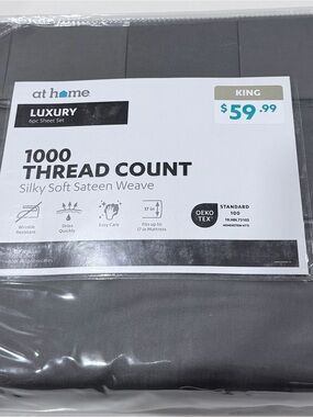 At Home Luxury 1000 Thread Count King Sheet Set in Charcoal Gray